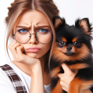Mitos e verdades sobre pets. Banner mostra mulher de óculos mal humorada com cachorro no colo