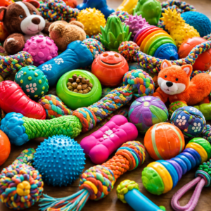 Variedade de brinquedos interativos para cães